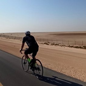 Andrew Crompton on one of the many roads he has cycled along over the past eight months