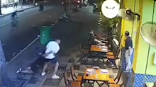 In footage of the shooting, a hooded hitman in a hat exits a restaurant circling behind Lemalu and his associates before unleashing several shots from a pistol.