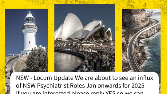 Foreign doctors are being sold the dream of living near the Sydney Opera House or at Byron Bay as the state government desperately tries to fill hospital psychiatrist roles. 