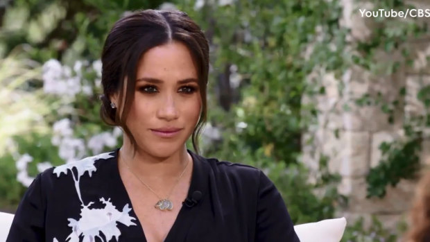 Meghan, Duchess of Sussex, during the interview with Oprah Winfrey.