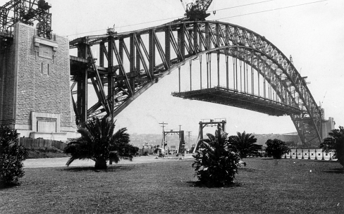 THEN Sydney Harbour Bridge under construction, taken from Dawes
Point Reserve in the 1930s. The world’s tallest steel arch bridge has come to represent Australia for people of all nations.