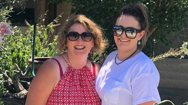 Jemma McDonald with her mother, Mandi, who has been in a serious condition in hospital for two weeks.