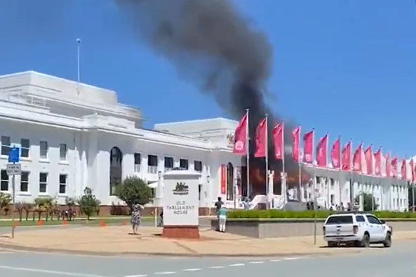 The December 30 fire at the Old Parliament House.