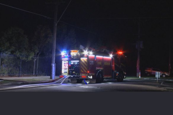 Firefighters at the scene of a fire at Corio’s Northern Bay P-12 College.