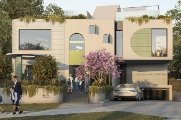 An artist's impression of the Vaucluse Early Learning centre being spruiked by mummy influencers.