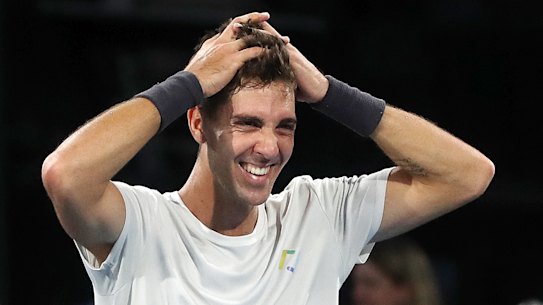 Thanasi Kokkinakis wins the Adelaide International on Saturday night.