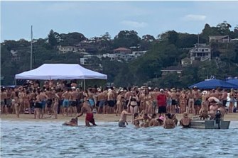 At 3pm, police attended a party on a sandbar at Lilli Pilli where about 100 people were gathered for a party. 