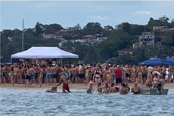 At 3pm, police attended a party on a sandbar at Lilli Pilli where about 100 people were gathered for a party. 