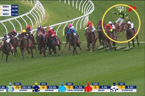 Think About It falls at the rear of the Sydney Stakes field.