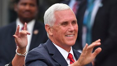 US Vice President Mike Pence, his wife Karen Pence and his mother Nancy Pence Fritsch, right, arrive in Doonbeg, Ireland.