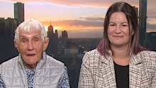 Josie Cairns (L) celebrated her 90th birthday jumping out a plane.