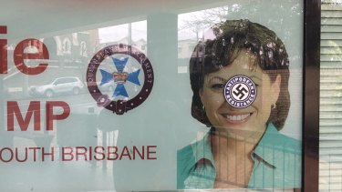 Jackie Trad's office was targeted with Nazi imagery in Brisbane on Thursday.