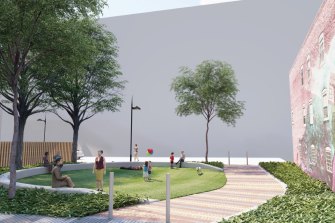 An artist’s impression of the proposed Mount Street pocket park in Prahran - part of a new $15 million investment in green spaces.