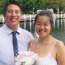 Joyce Hon and Grant Kwan at their registry wedding in 2024 at Pyrmont. 