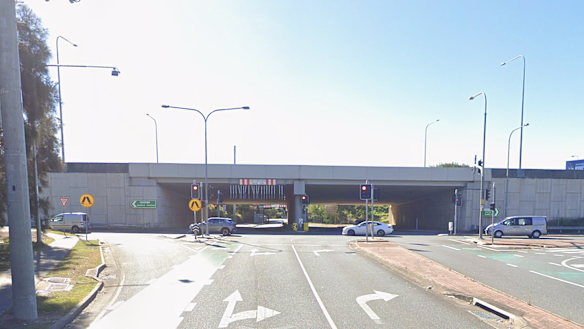 The vehicle collided with the wall of the Ipswich Road overpass, according to police. 