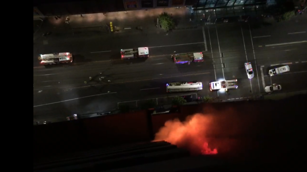 A resident's view of the Neo 200 fire in Spencer Street, Melbourne, fueled by flammable cladding.