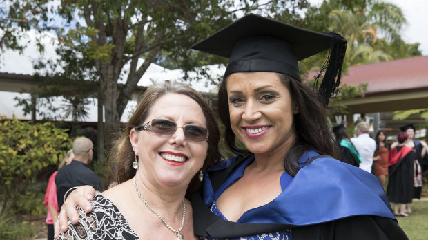 University of the Sunshine Coast graduate Melissa Bartels and her mother Terry-Anne Mondahl at her graduation ceremony.