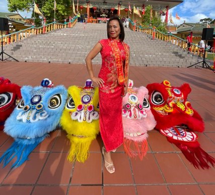 Federal MP for Fowler, Dai Le, with dragons.