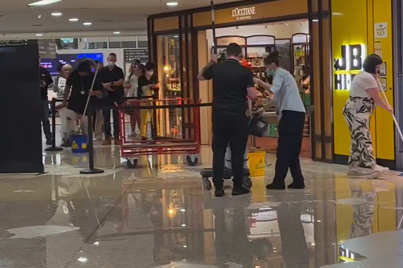 Flooding at Melbourne Airport on Thursday afternoon.