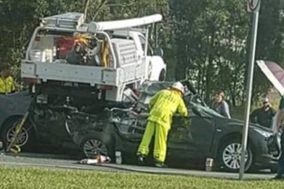 At least two women were trapped in their cars.