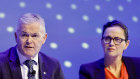 Santos chief executive Kevin Gallagher and Shell Australia chair Cecile Wake at the Australian Energy Producers’ conference in Perth.