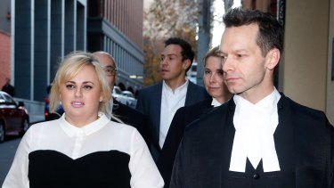 Rebel Wilson and her counsel, Dr Matthew Collins QC.