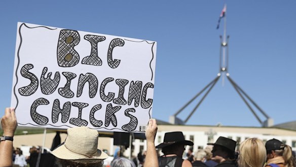 Women are angry and they’re not going away ... the March 4 Justice at Parliament House last week. 