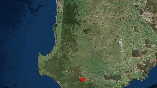 The location of the earthquake in WA's South West.