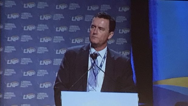 LNP state president Gary Spence address the convention in Brisbane last year.