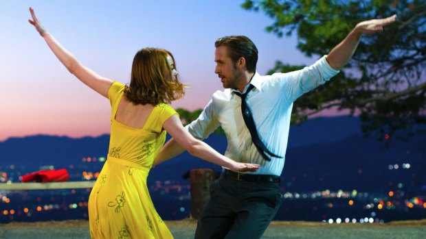 Emma Stone and Ryan Gosling dance the night away in La La Land. 