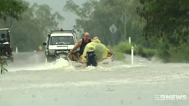 Roads were cut by flooding in far north Queensland on Wednesday