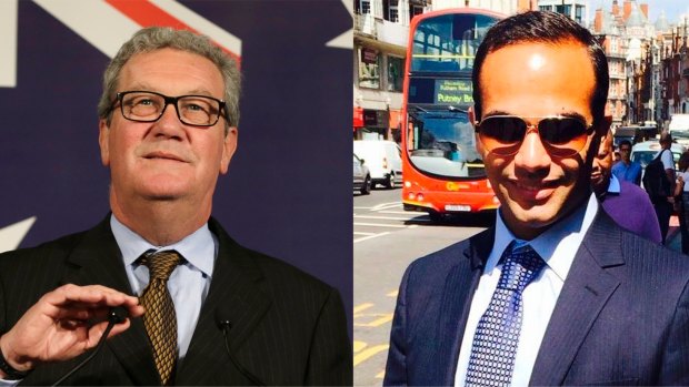 The report provides new details on the meeting between George Papadopoulos (right) and Alexander Downer (left) that sparked the Russia probe.