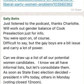 Leaked messages from Liberal women’s group chat Wedge and Pressure.