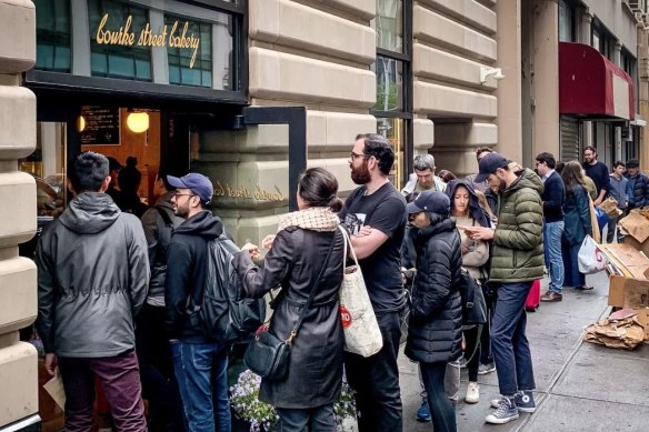 Punters queue at Bourke Street Bakery in NoMad. The Aussie bakery now has four outposts in Manhattan.