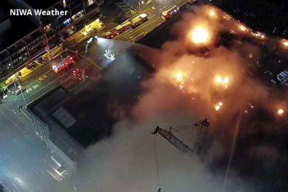 A fire at SkyCity Convention Centre in Auckland continued to burn into Tuesday night.