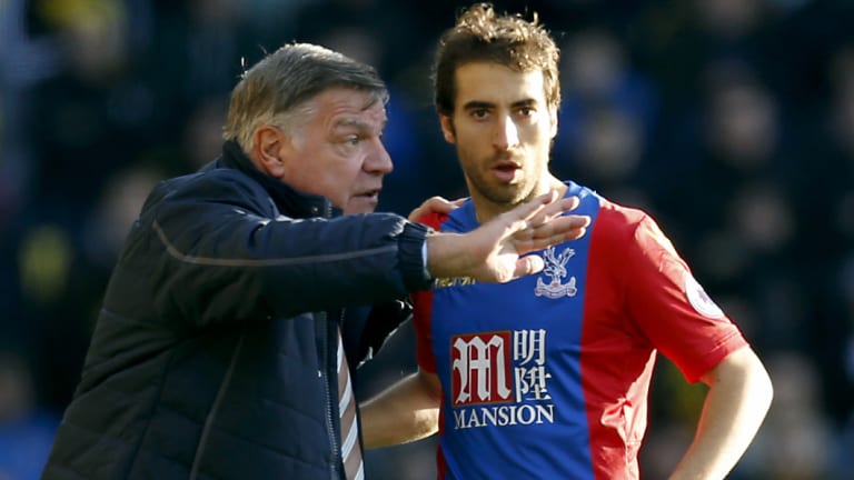 Unlikely: Mathieu Flamini, seen here talking with Sam Allardyce in 2016, isn't expected to join the Roar.