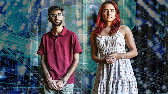 Sydney University students Angad Chawla (left) and Helia Nateghi are part of an AI working group at the university.