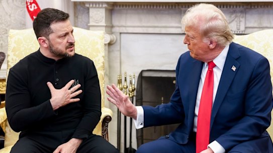 Volodymyr Zelensky, Donald Trump and Vice President J.D. Vance during their explosive meeting in the Oval Office.