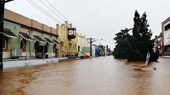 Severe flooding hits Lismore in northern NSW in the worst flood ever recorded on Monday February 28 2022. Photo: Elise Derwin / SMH. .