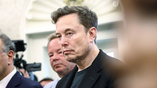 Tesla chief executive Elon Musk at the White House last week for a meeting between Donald Trump and the President of South Africa.
