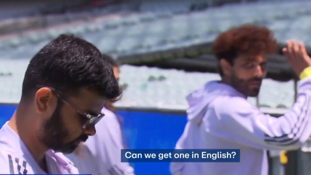 India all-rounder Ravindra Jadeja walks off to the disappointment of Australian reporters.