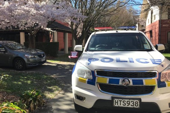 Police at the University of Canterbury's Sonoda Christchurch Campus student accommodation after a body was discovered on Monday night. 