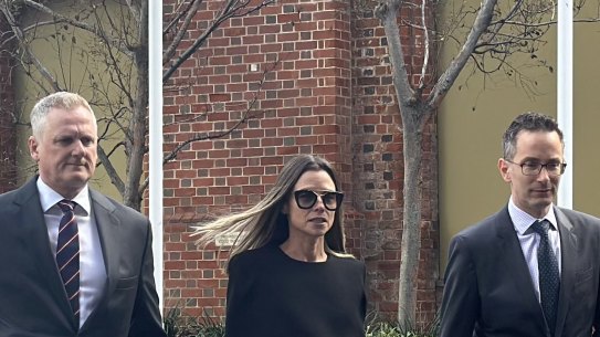 Bianca Rinehart arriving at WA’s Supreme Court on Thursday alongside lawyers Christopher Withers SC and Adam Hochroth.