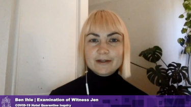 Nurse Jen, giving evidence to the hotel quarantine inquiry on Thursday, worked at a quarantine hotel. 