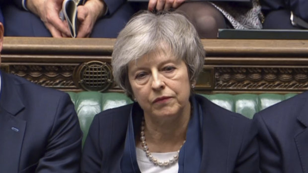 Britain's Prime Minister Theresa May after losing the vote on her Brexit deal.