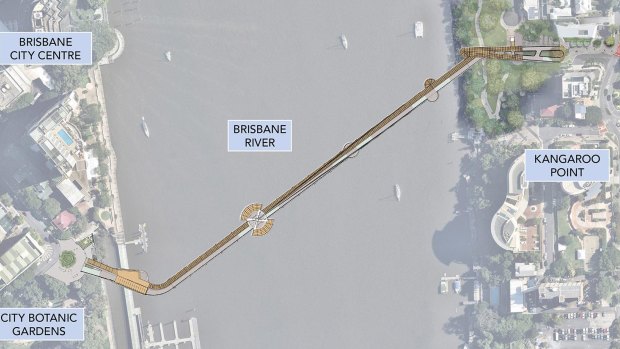 A map depicts the Kangaroo Point Green Bridge connecting to the Brisbane CBD.