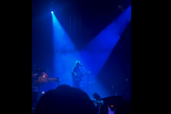 Thom Yorke being heckled by a pro-Palestine protester at his show in Melbourne last night. 