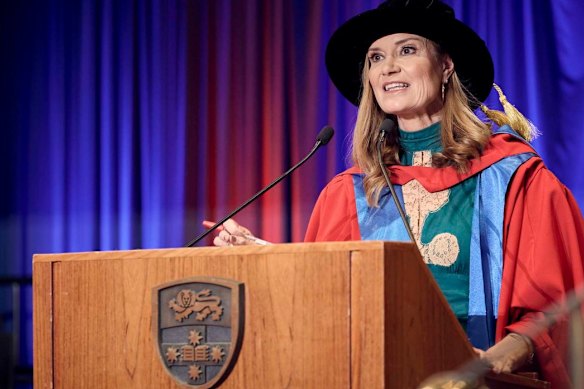 Julia Baird speaks to graduates at the University of Sydney earlier this month.