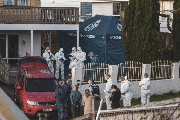 Police set up a cordon after the remains were found. 