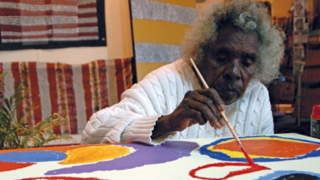 Sally Gabori was around 80 when she first picked up a paintbrush – and  became hooked.     